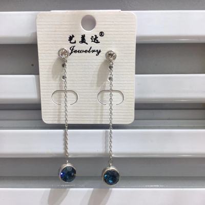 Earrings earrings earrings blue diamond style popular joker simple personality temperament