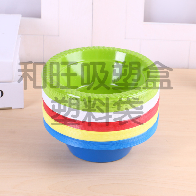 Disposable plastic dinner bowl Disposable round BBQ bowl color round plastic dishes custom wholesale