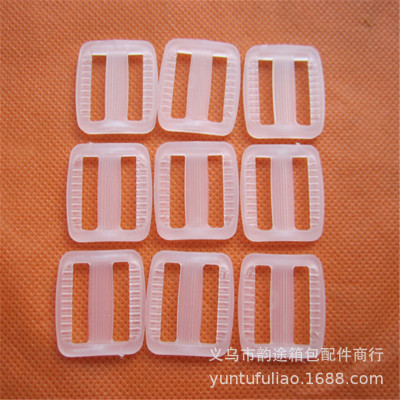 In Stock Direct Selling 2cm Transparent Three-Gear Buckle Plastic Transparent Square Buckle Transparent Ribbon Adjustable Buckle