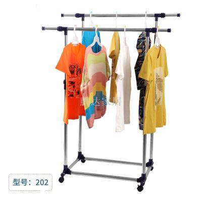 Double pole air hanger indoor household use drying is hanger balcony fall to the ground folding hanger with thick teles