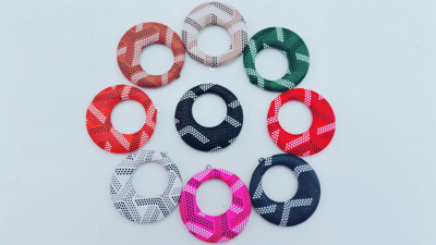 Manufacturer's new direct package fabric buttons pu fabric earrings semi-finished products