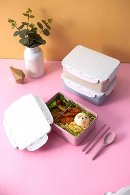 J06-6156 Wheat Straw Lunch Box Fresh-Keeping Separated Household Lunch Box Female Student Lunch Box with Lid