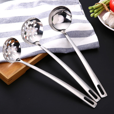 Factory Direct Sales Stainless Steel Hot Pot Spoon Soup Spoon and Strainer Kitchenware Set Kitchen Hot Pot Thickened and Anti-Scald Kitchenware