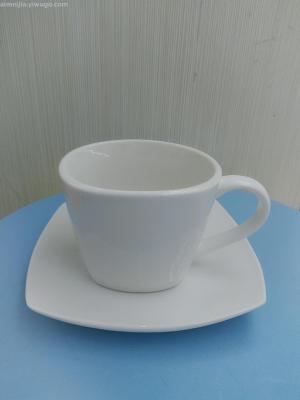White Square Ceramic Cup Dish Coffee Cup