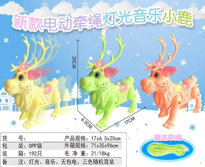 New Ice Snow Deer Electric Leash Deer Light Concert Walking Animal Children Stall Hot Sale Toys