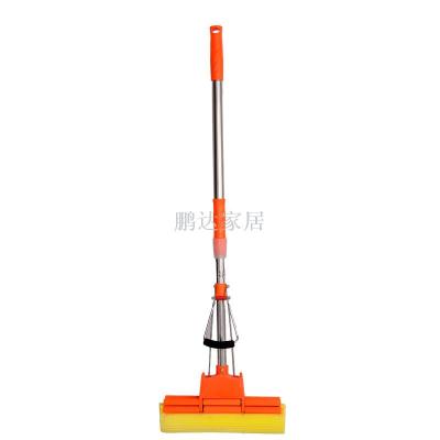 Rubber-cotton mop multifunctional household sponge mop free from hand washing lazy to drag stainless steel rod double