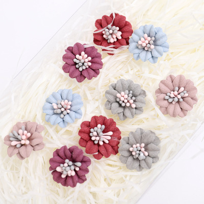 Manufacturers direct new Korean style color cloth art flowers two - color stamen head ornaments hair ornaments decorative accessories