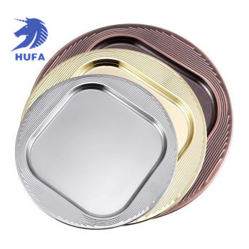 Factory Direct Sales Stainless Steel Plate Household Dinner Plate round Craft Plate Electroplating Fruit Plate