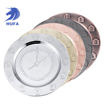 Factory Direct Stainless Steel Creative Time Plate Household Dinner Plate round Craft Plate Electroplating Fruit Plate