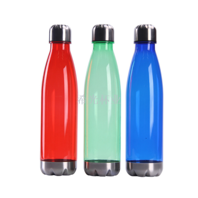 Factory Direct Stainless Steel Cover Sports Cup Creative Plastic Coke Bottle Outdoor Portable Couple Water Cup Customization