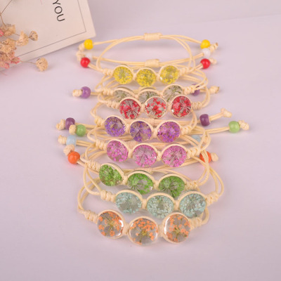 Lady natural and dry flower bracelet plant glass ball snow bead flower bud bud bud is acted the role of article of true flower hand is acted the role of