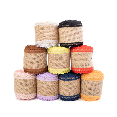 Factory direct sale of color lace Factory direct sale of color lace linen roll Christmas wedding celebration decoration ribbon 10 colors available new products