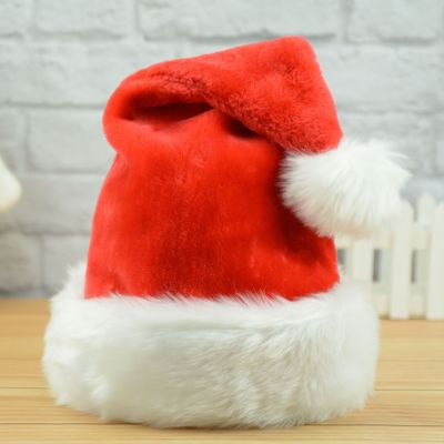 Christmas Red Plush Bonnet Falling Fur Plush Flanging High-End Christmas Hat Festival Cute Decoration Party Supplies