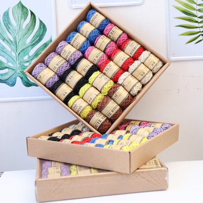 Factory direct sales 1.5 mm colorful hemp rope students creative diy decorative rope 24 rolls 8 color mixed package/box