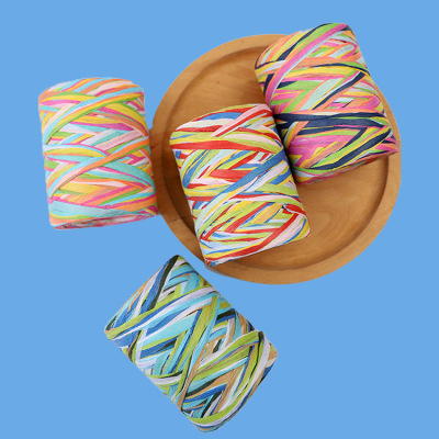 Manufacturers direct sale 6 color package color rafai rope knitting creative diy gift packaging rope 80 m6 decorative rope
