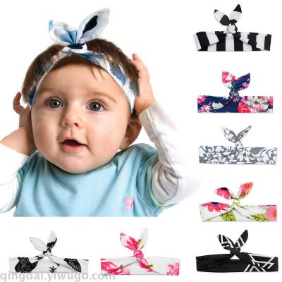 Instagram style European and American rabbit ears with Baby hair band printed and tied hair band detachable
