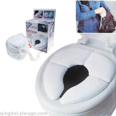 Portable toilet seat folding travel toilet seat for infants and children with toilet seat belt storage