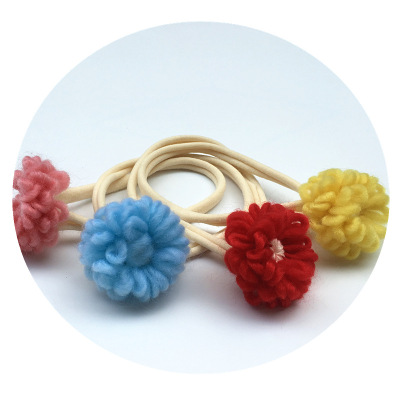 Hand-made wool braided flower children hair band baby hair loop super soft seamless ni bibcock headgear manufacturers