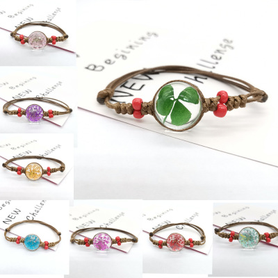 Flower of glass plant bud silk really spends bracelet of dry Flower all over the sky star, hand is acted the role of student zealand-based scenic spot originality handicraft is contracted adorn article