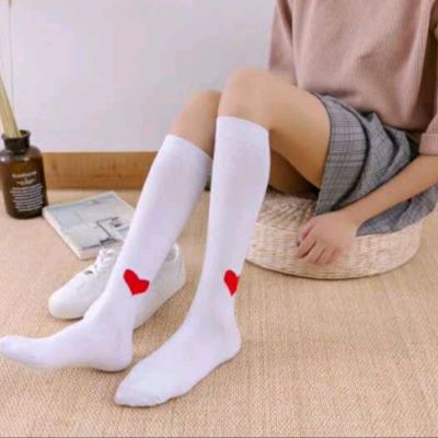 Fashion Non-Slip Mid-Calf Socks Knee Length Socks Women's Black White Love Mid-Calf Socks Half Leggings Socks
