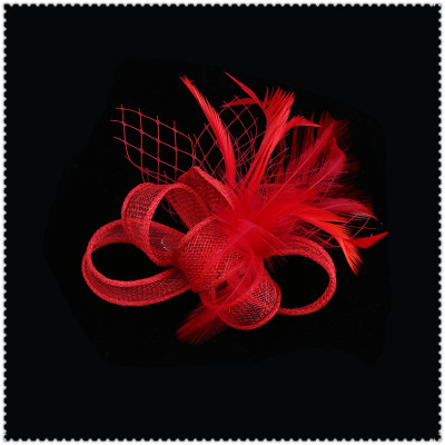 Short hair bride feather head ornament vintage mesh head flower gift hat clip annual hair accessories