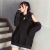 Autumn long off-shoulder vetiver for women thin new languid trend loose-fitting hoodie