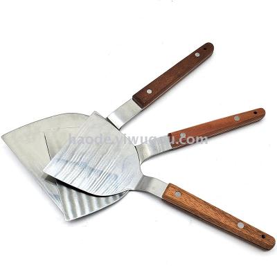 Stainless steel cooking shovel Hotel Teppanyaki steak cooking shovel wooden handle, cooking utensils