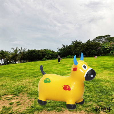Children Colorful Painting Music Jumping Cow Children 'S Inflatable Toy Plus-Sized-Large Thickened Jumping Cow Baby Outdoor Environmental Protection Mount