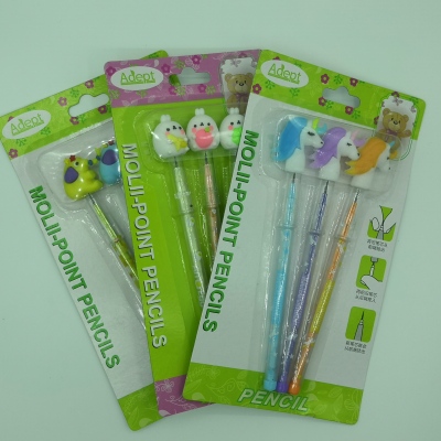Stationery set suction card pencil set cartoon head bullet pen hand in hand