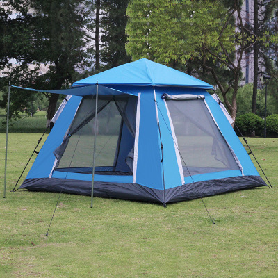 Automatic Spring Easy-to-Put-up Tent 4-5 People Double Door with Two Windows Outdoor Tent Mountain Camping Camping Tent