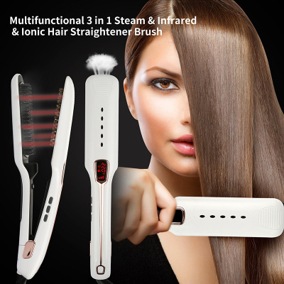 Multi-function anion infrared spray steam straightening comb straight hair straightening device curler