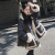 \"Women loose slim chic lamb patchwork short short cotton - padded coat damp