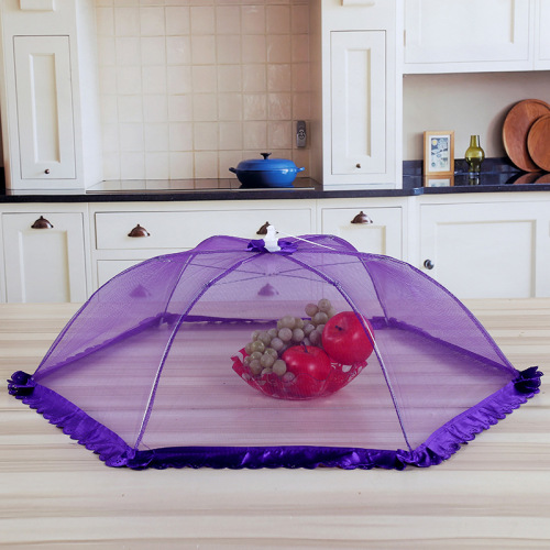 Natural Home Factory Direct Foldable Vegetable Cover Umbrella Lace Vegetable Cover Dining Table Fly-Proof Food Cover Wholesale