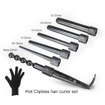 Hot style 6 and 1 multi-function curler gourd ceramic head curler tube combination set bronzer