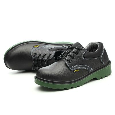 Wholesale green leather labor protection shoes, anti - smashing anti - puncture anti - slip safety shoes wear - resistant, waterproof work protective shoes