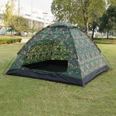 Fashion Camouflage Green Single-Layer Tent 3-4 People Outdoor Manual Tent Camping Mountain Shed Wholesale