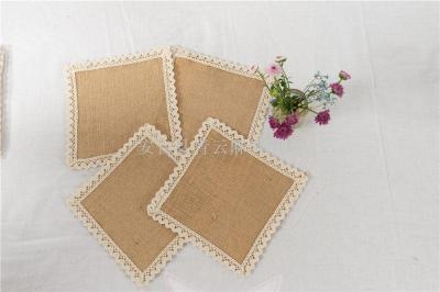 Factory direct customized lace jute table mat coasters