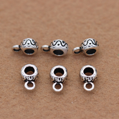 S925 pure silver Thai silver septa baguba septa bead buckle ring creative hand beaded material Buddha bead bracelet accessories