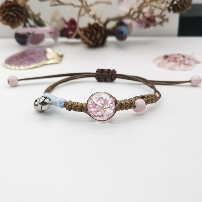 Manufacturers of national wind bell bracelet lace really flower, dry flower glass woven hand ornaments sen department of eternal female students