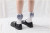 Cartoon bow buckle pure color black and white college tube women's socks calf socks cotton knee socks accessories socks