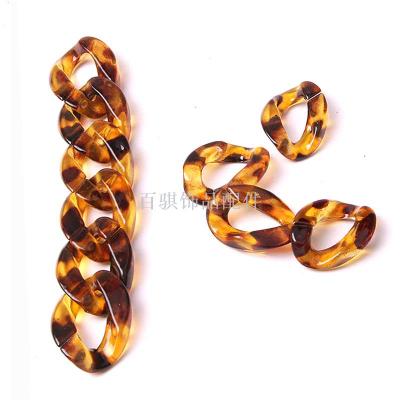 Leopard print two-color oval acrylic chain diy handmade jewelry accessories clothing waist chain shoe material package chain