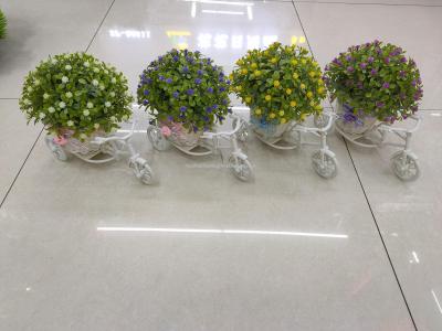 New white bicycle simulation flower bonsai decoration accessories wholesale plant ornamental plastic flowers