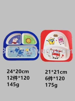 Melamine children grid plate a large number of spot inventory imitation of ceramic tableware running rivers and lakes painted hot style