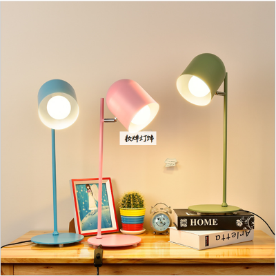 Nordic desk lamp creative personality macaron bedroom bedside lamp work eye protection children's lamps