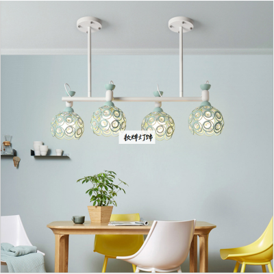 Nordic simple creative living room chandelier lamps simple European iron hollow crystal macaron lighting