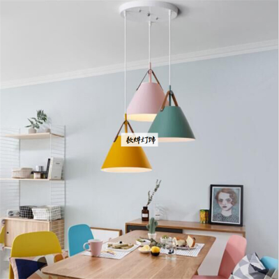 Nordic chandelier creative restaurant bar table lamp personality cafe chandelier macaron iron lamps