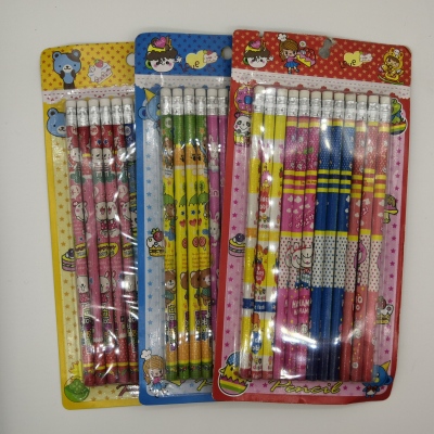 Stationery set suction card pencil pack 12 cartoon pencils