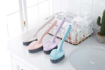 New style Nordic color European leisure long handle love cleaning brush household bathroom brush to wash the ground