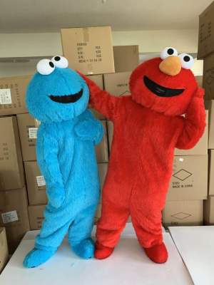 Sesame Street Walking Cartoon Doll Costume Long Hair Monster Clothing Elmo Doll Big Bird Blue Hair Monster