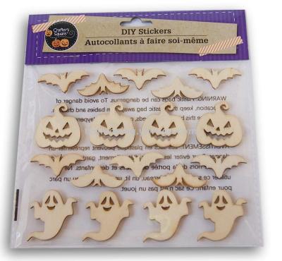 DIY Halloween craft wood stickers - Spooky jack-o '- a combination of lanterns, bats and ghosts